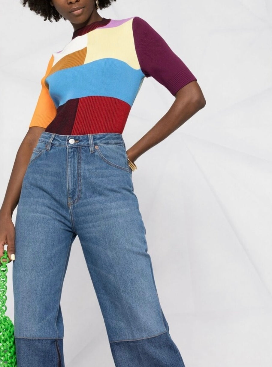 Victoria Beckham Two-Tone Flared Jeans