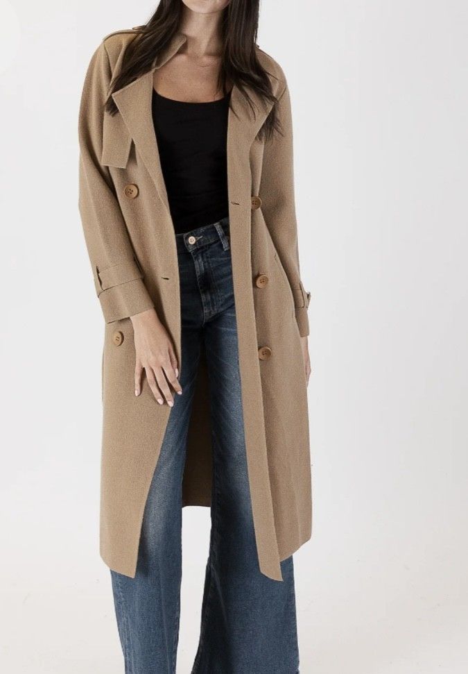 Lyla + Luxe Preston Knit Trench Coat