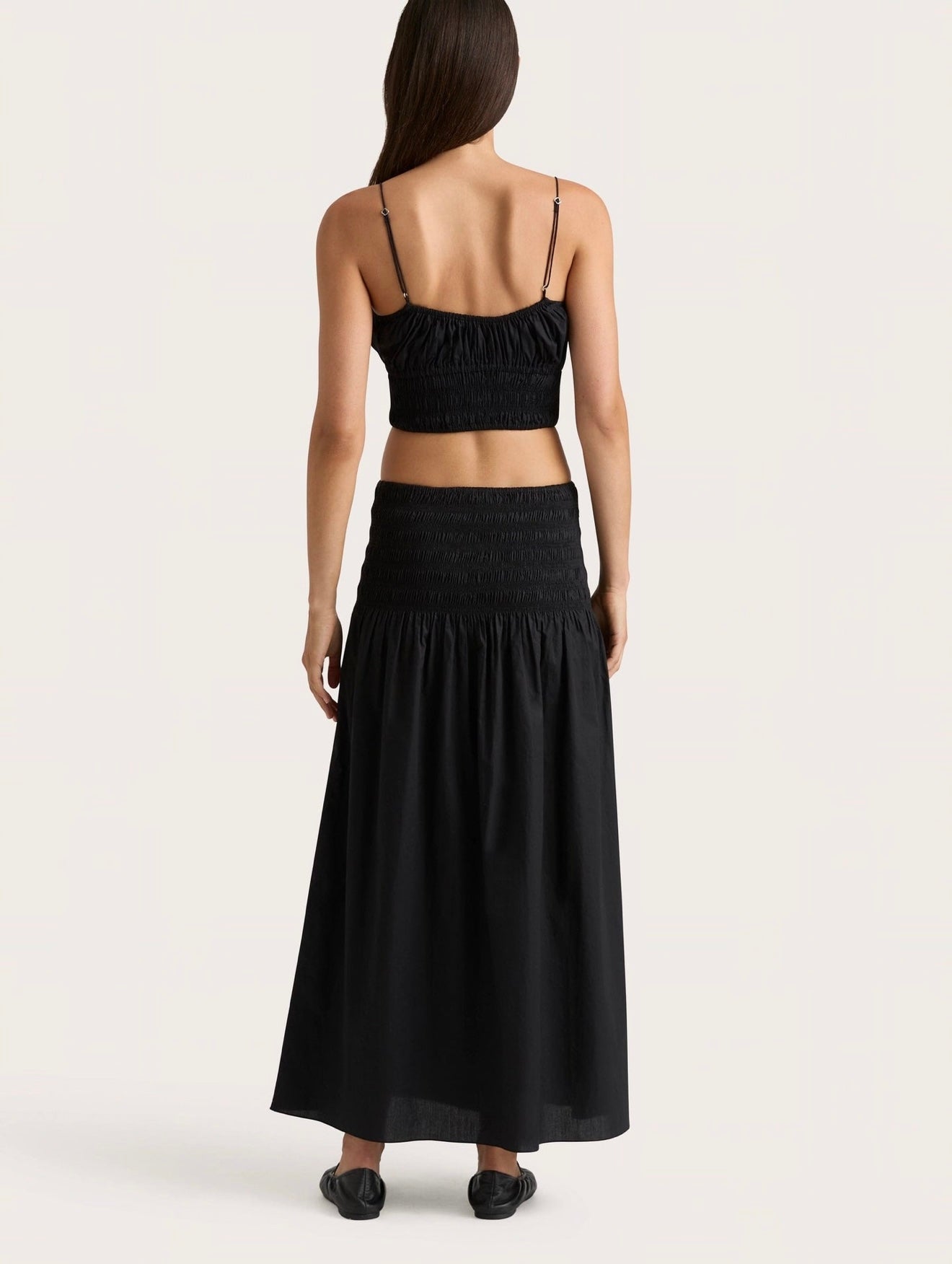 Faithful The Brand - Baia Midi Skirt Black & Cropped Top