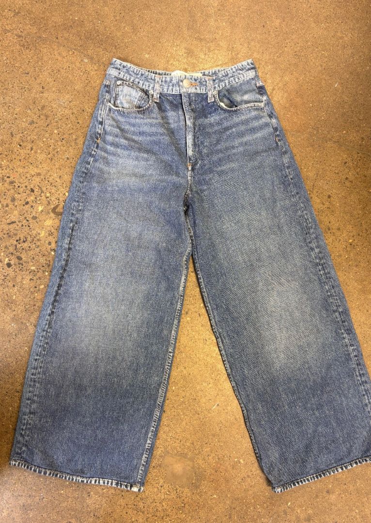 Rag & Bone Wide Leg Miramar Faux Denim Pants, Slightly Cropped