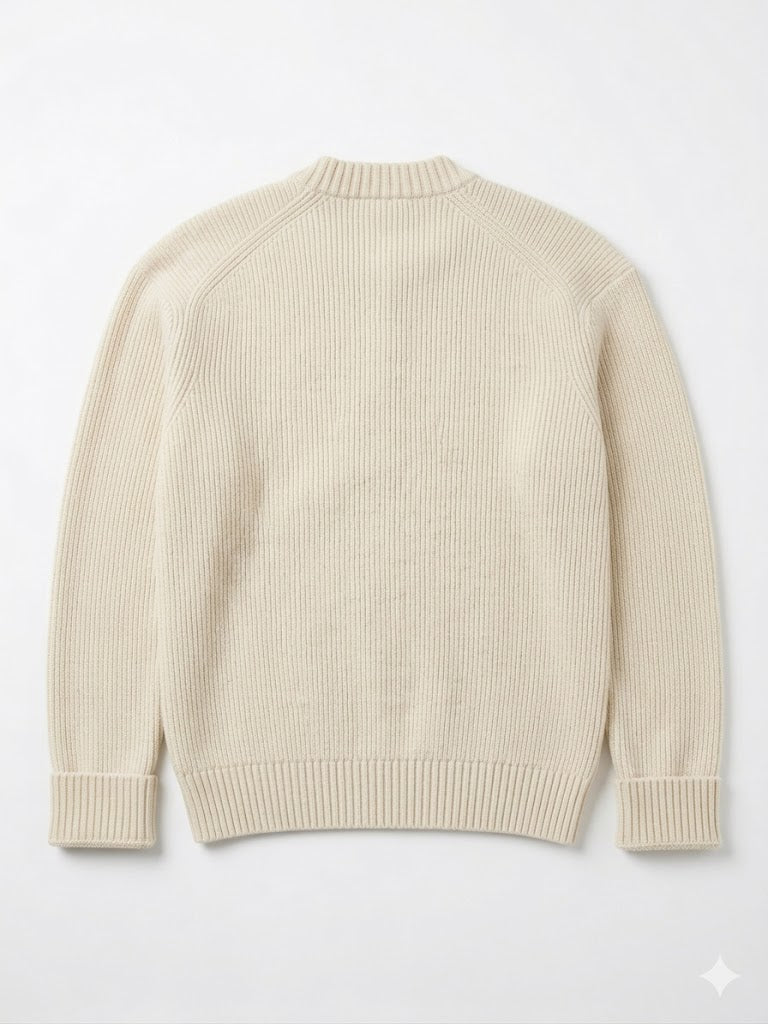 JIL SANDER cream 100% wool crewneck sweater