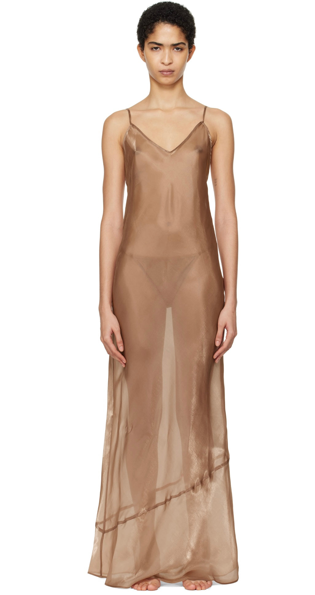SKIMS Tan Liquid Organza Cami Long Maxi Dress
