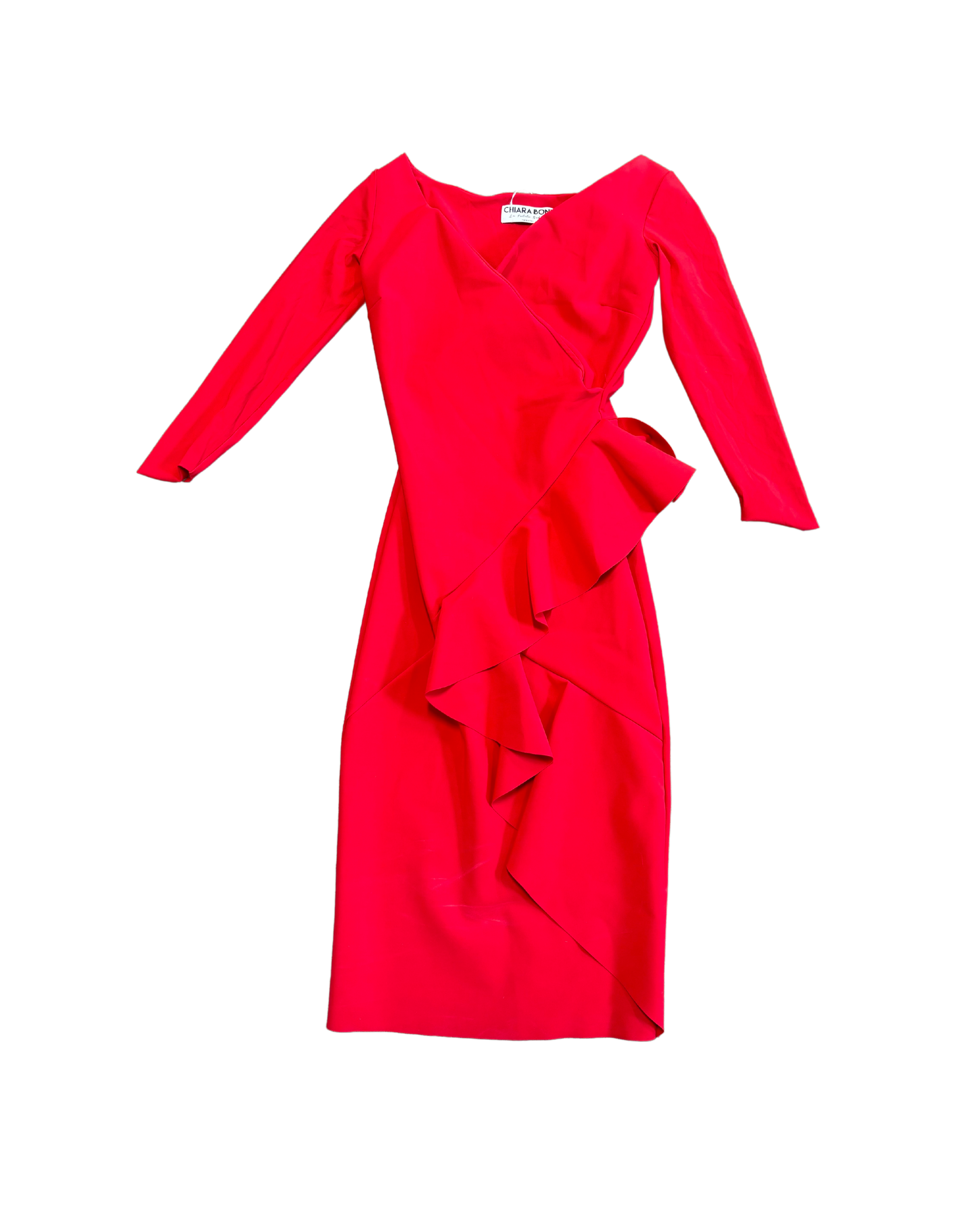 CHIARA BONI red long sleeve short dress with ruffles