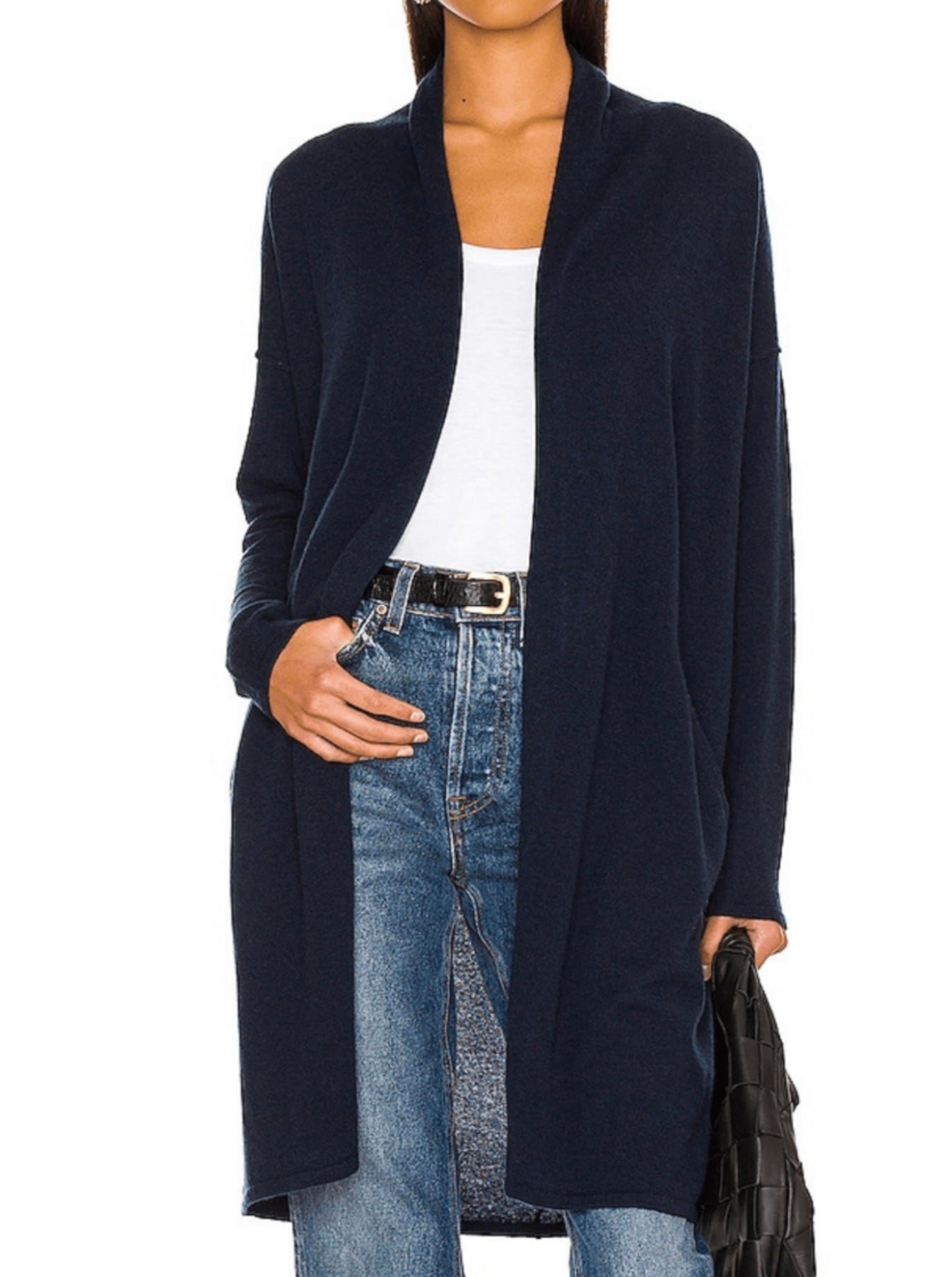 Autumn Cashmere - Open Duster with Pockets - Navy