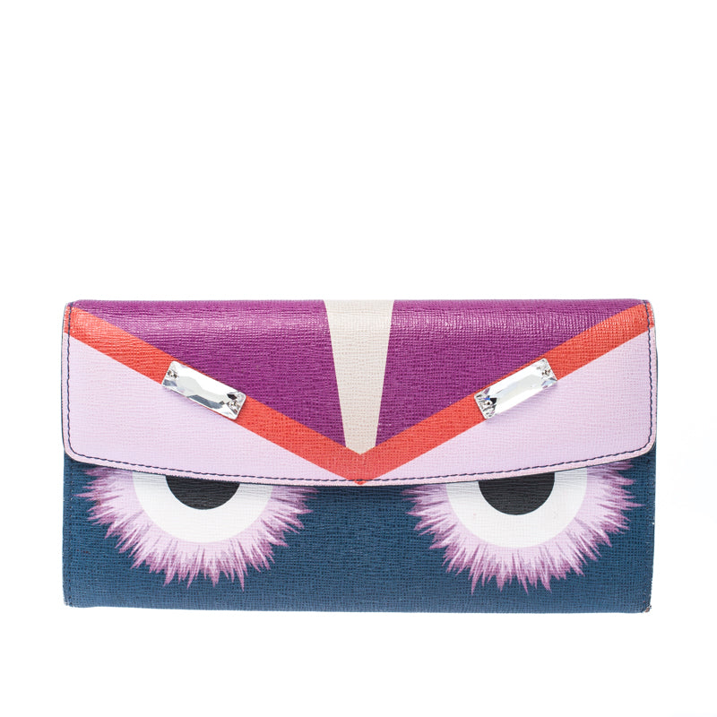Fendi monster leather crystal wallet