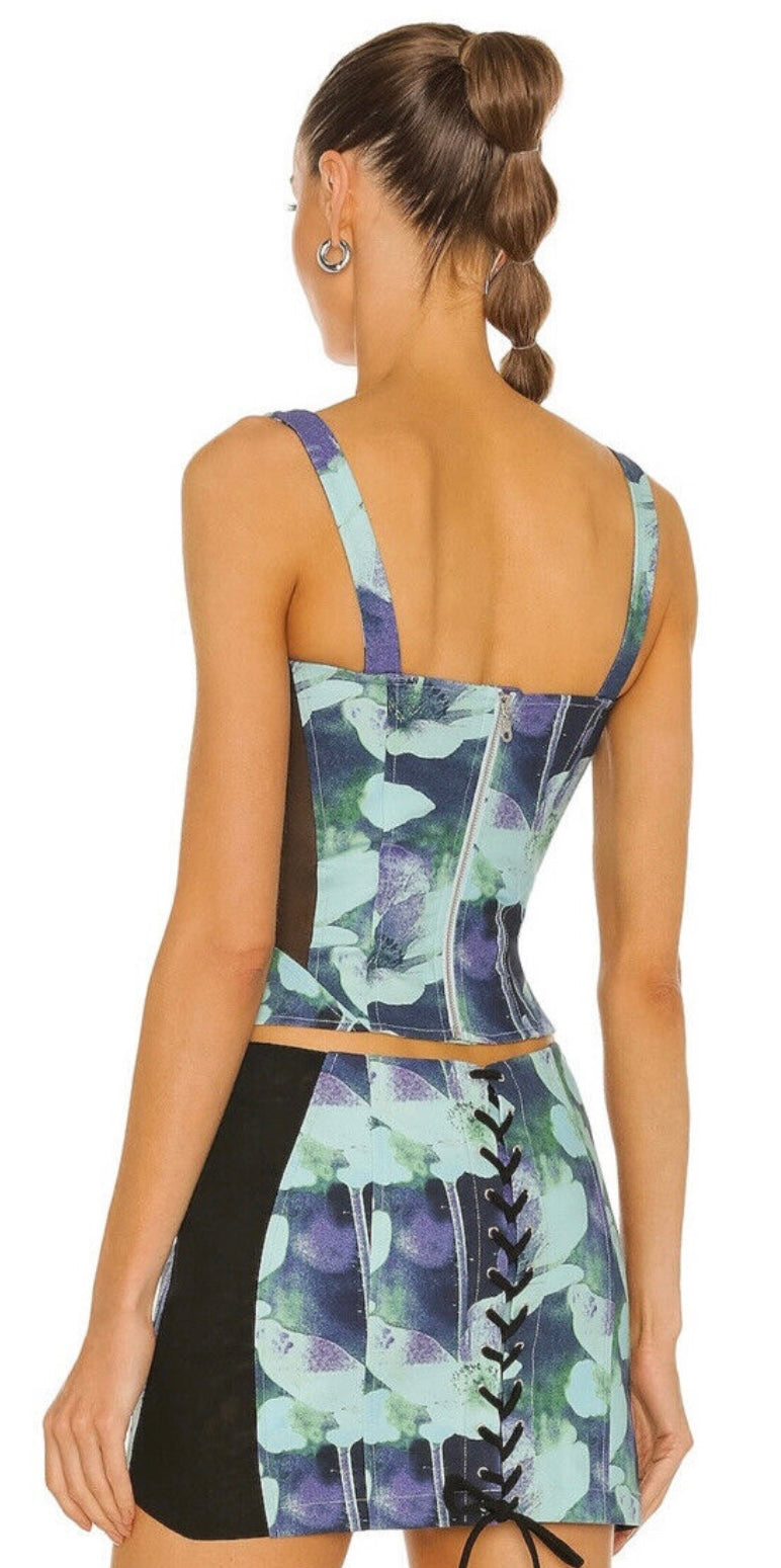 Miaou - Corset Set in Azul Print