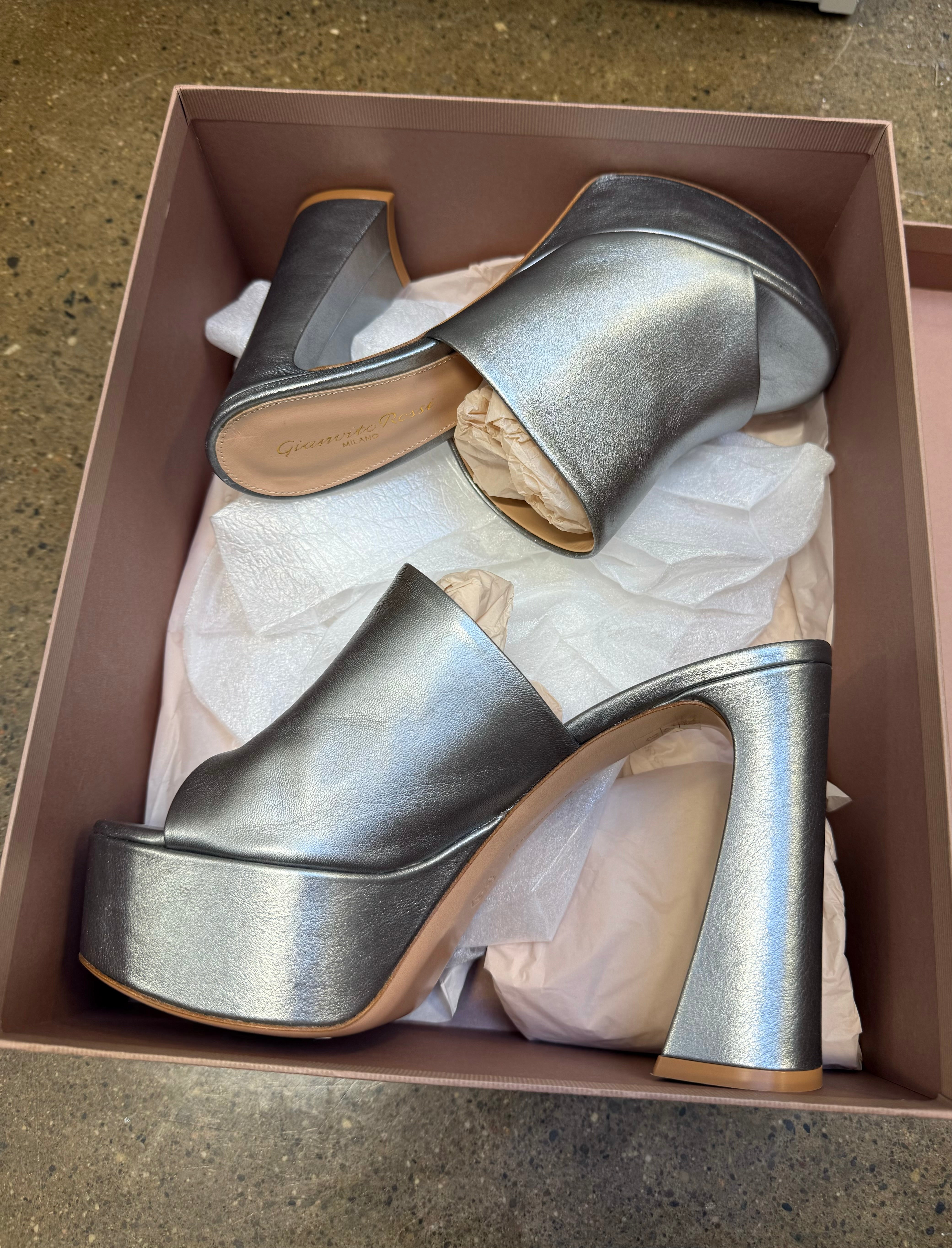 Gianvito Rossi - Metallic Silver Holly Mules