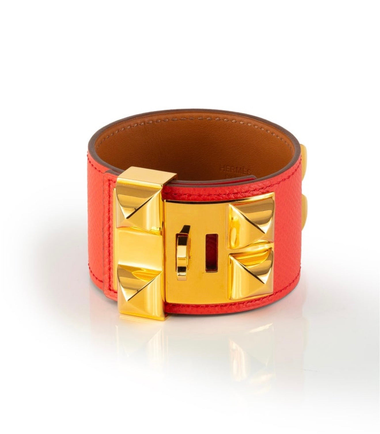 HERMES COLLIER DE CHEIN bracelet, blood orange/coral with GHW