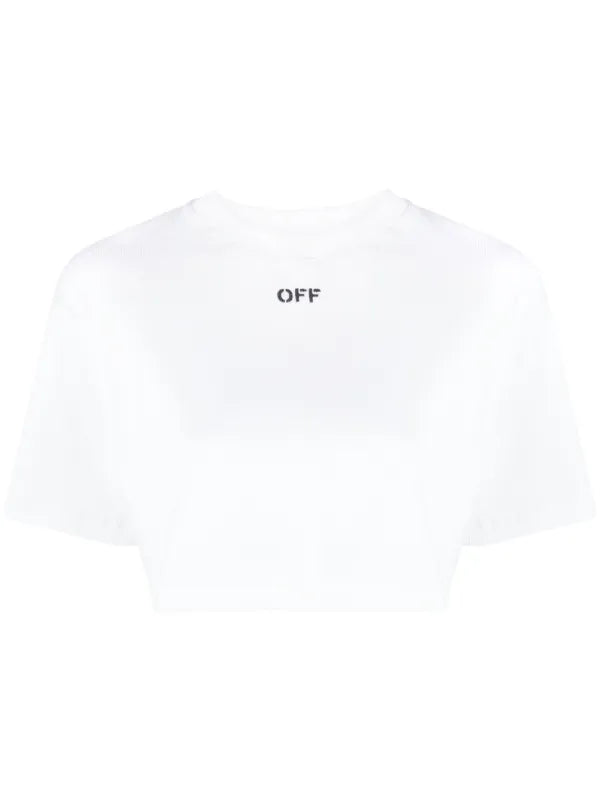 OFF-WHITE white cropped mini tee