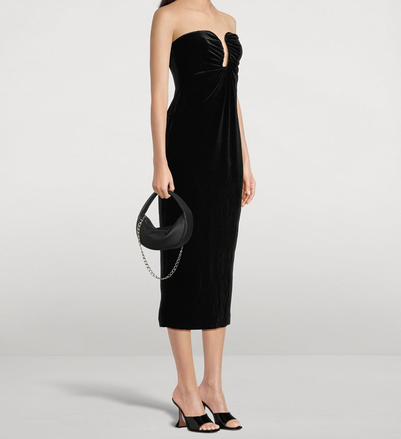 Self Portrait Velvet Strapless Dress