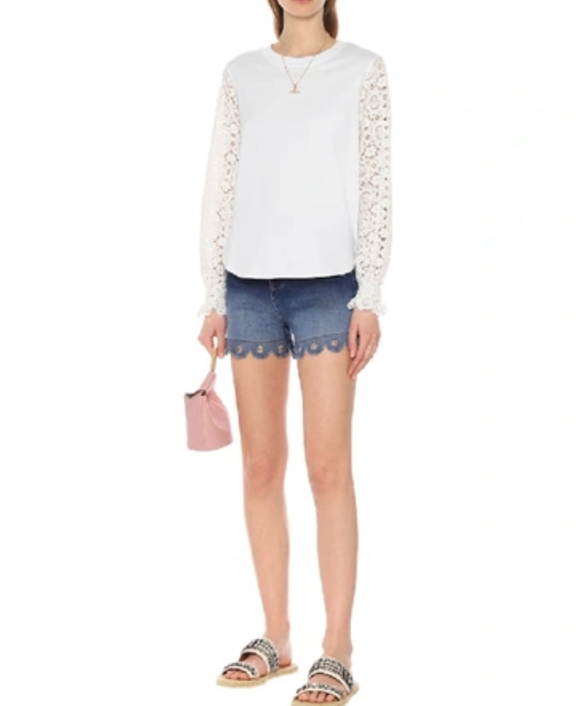 SEE BY CHLOÉ
Lace-trimmed Cotton-jersey Top