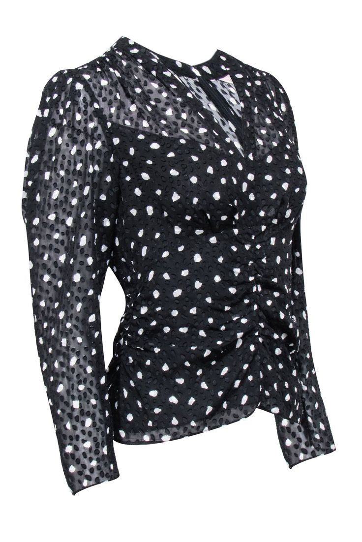 REBECCA TAYLOR black and white polka dot top