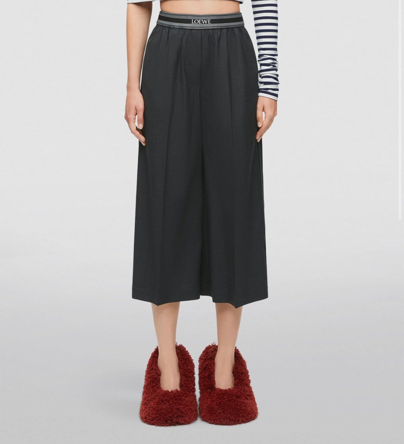 LOEWE black baggy pant with stretch logo waist