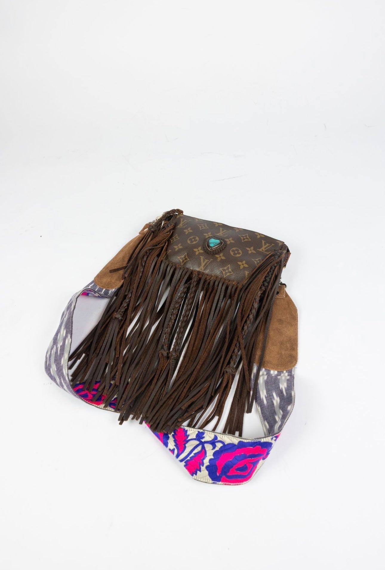 LOUIS VUITTON one of a kind fringe bag with custom guitar strap