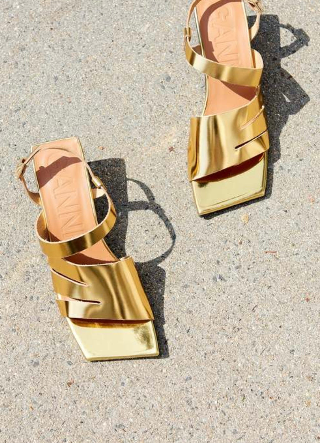GANNI - Asymmetrical Caged Kitten Heel Sandals
