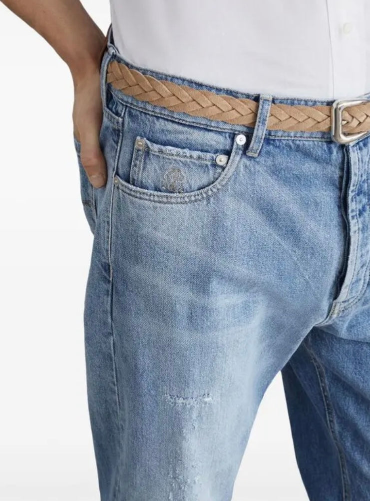 BRUNELLO CUCINELLI - MENS THE ICONIC FIT DISTRESSED JEANS