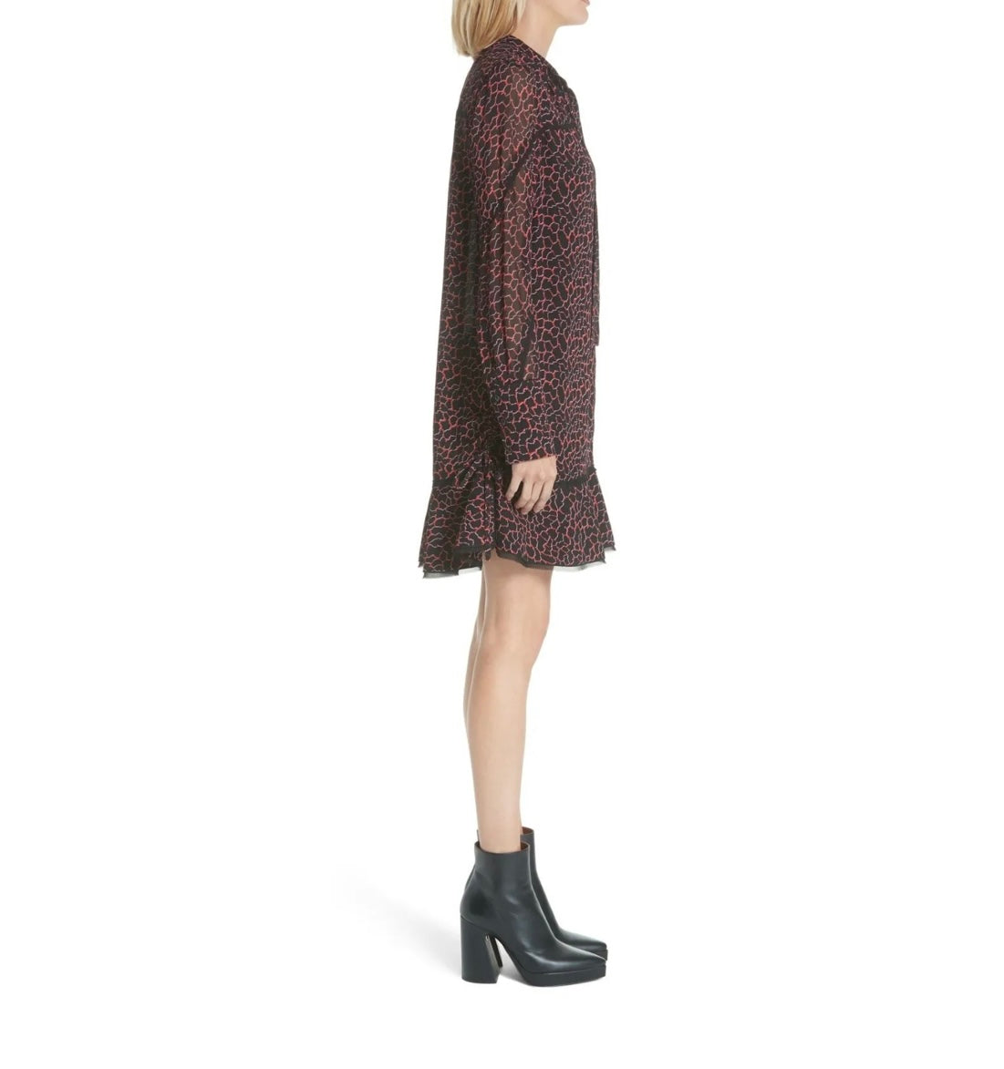 Proenza Schouler Cracked Pattern Crepe Chiffon Dress