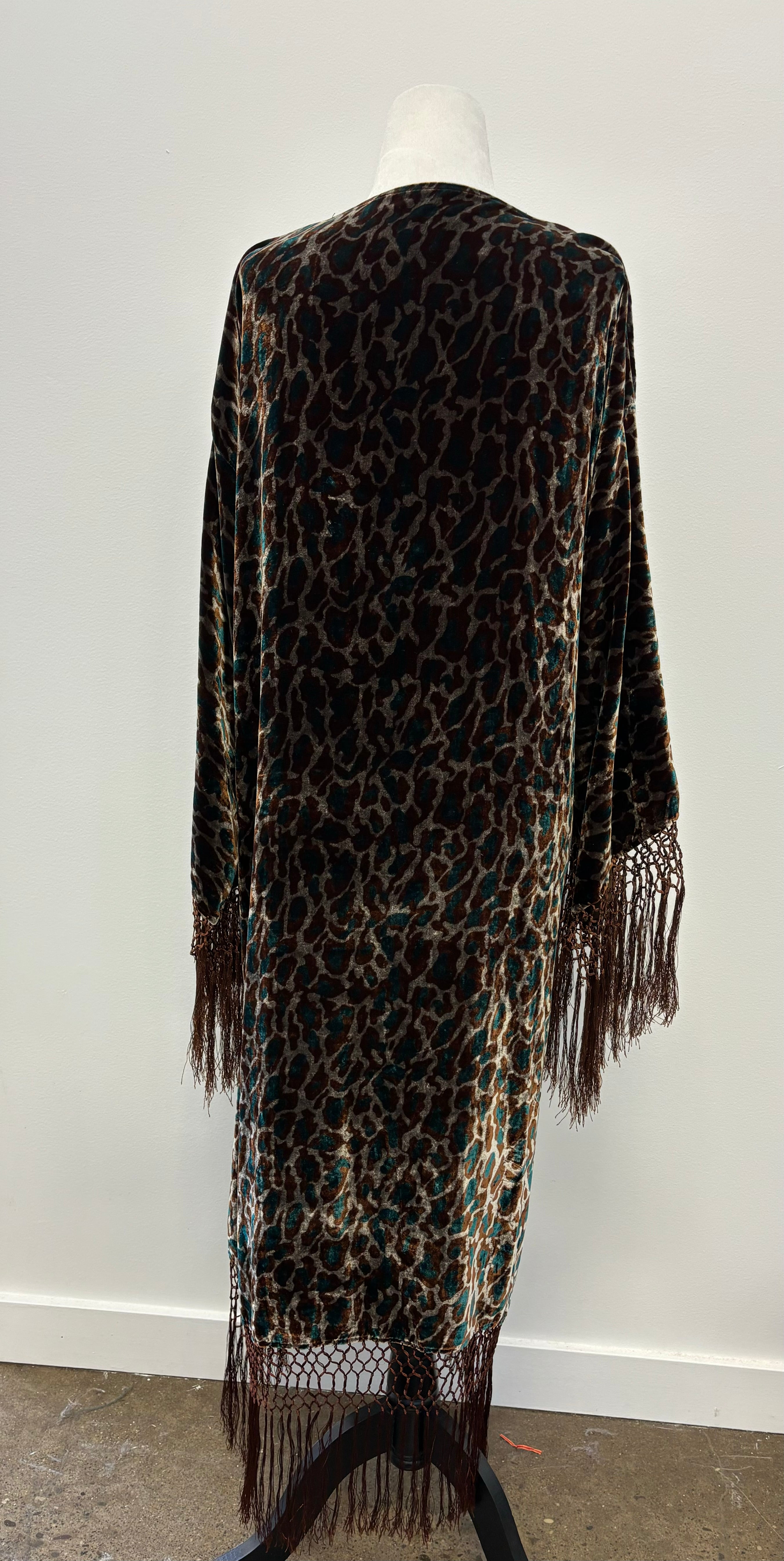 Leopard Velvet Fringe Duster