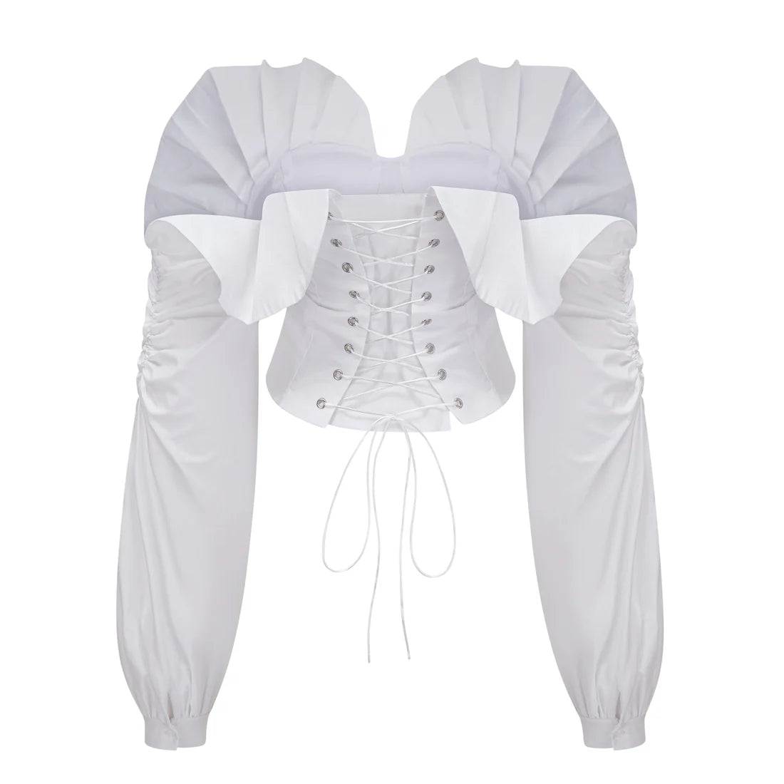 Miss Rosier White Puff Sleeve Crop Top & Balloon Mini Skirt Set
