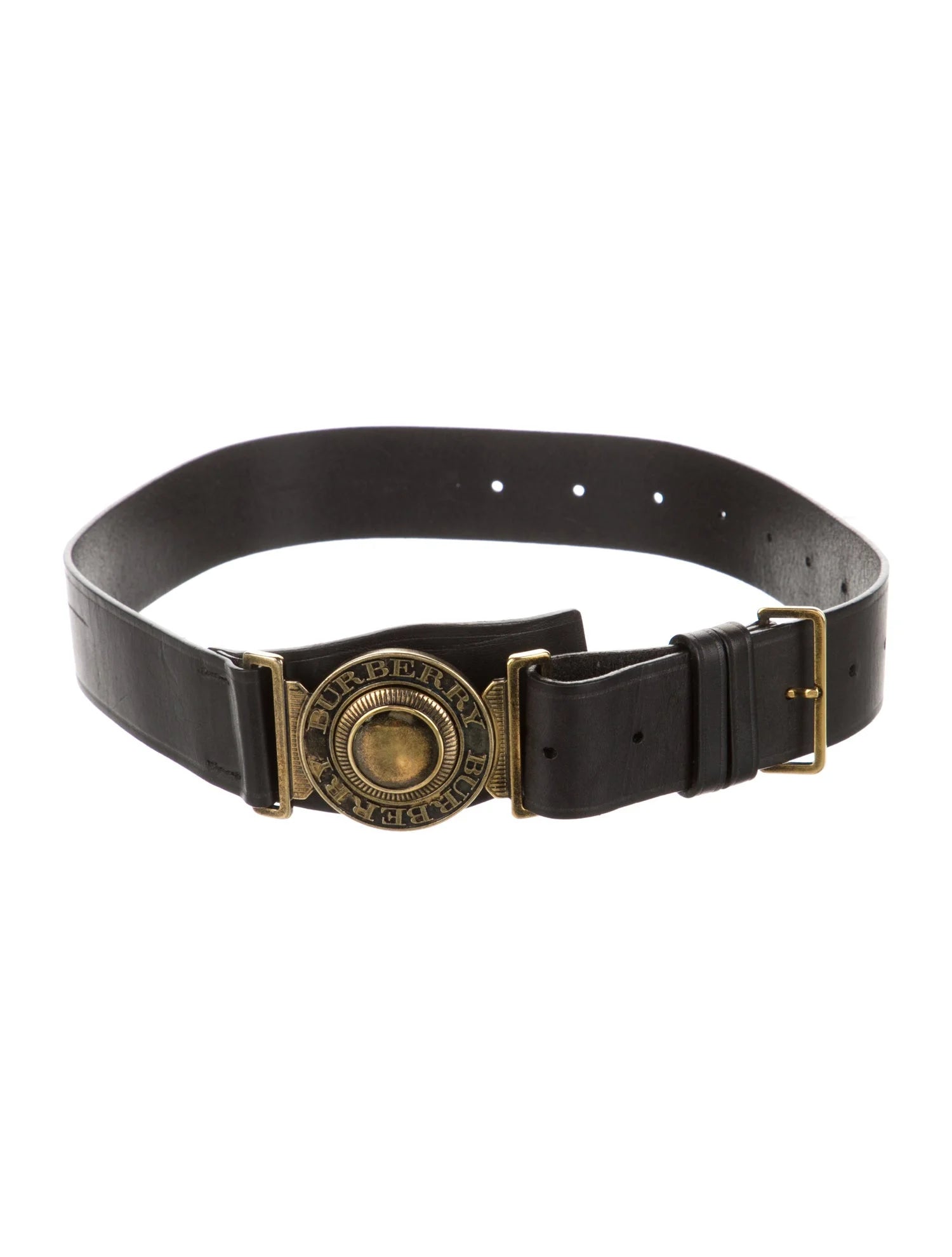 BURBERRY leather waist belt with logo buckle