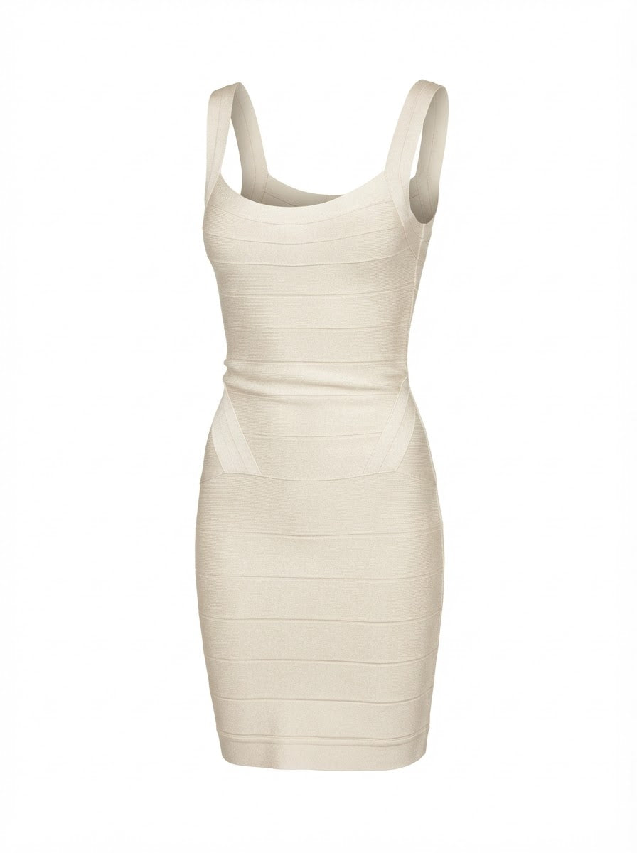 Herve Leger White Bandage Knee Length Mini dress