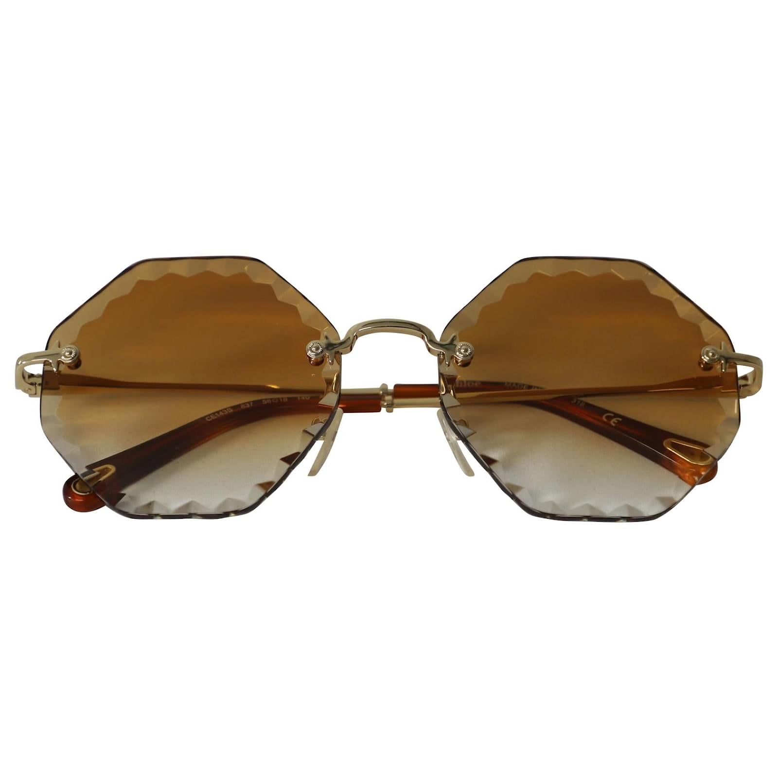 CHLOE sunglasses, light brown octagon lenses
