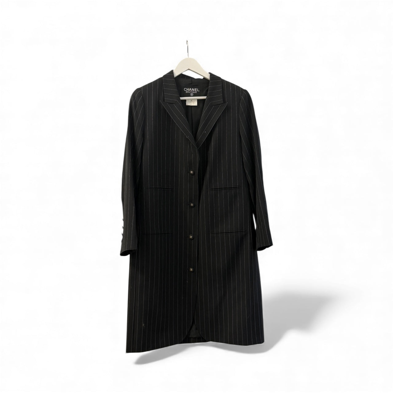 Chanel Black Midi Pinstripe Blazer