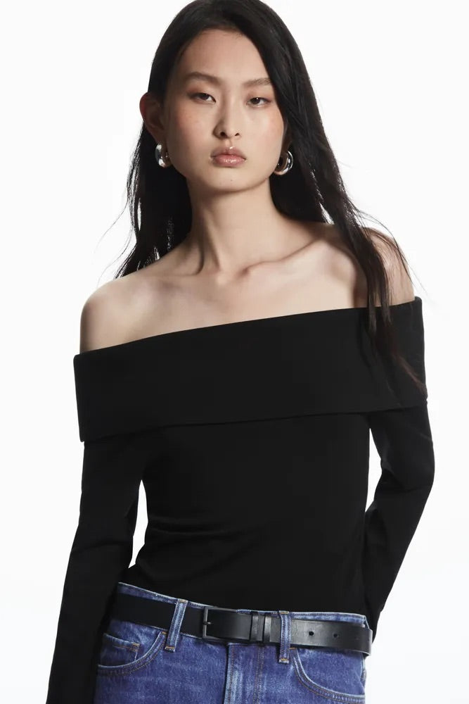 COS off shoulder black top