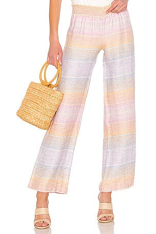 BOBI LOS ANGELES multi colour elastic waist linen pants