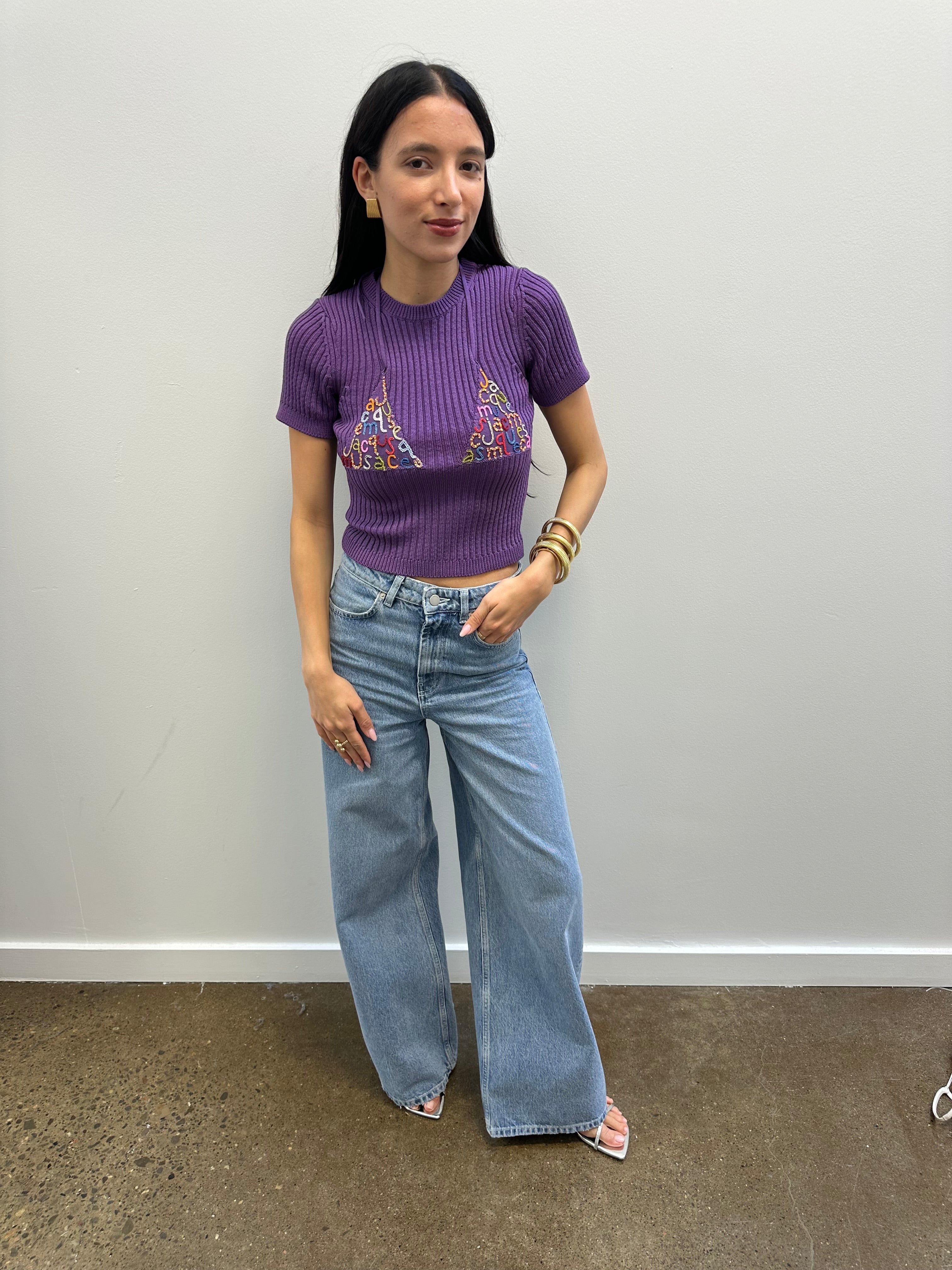 JACQUEMUS- PURPLE KNIT BIKINI TOP