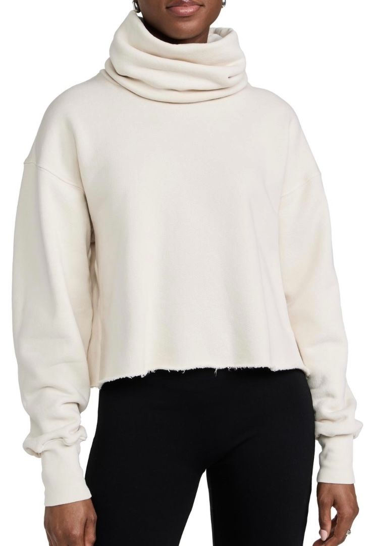 Les Tien Relaxed Fit Rolled Neck Cropped Sweatshirt