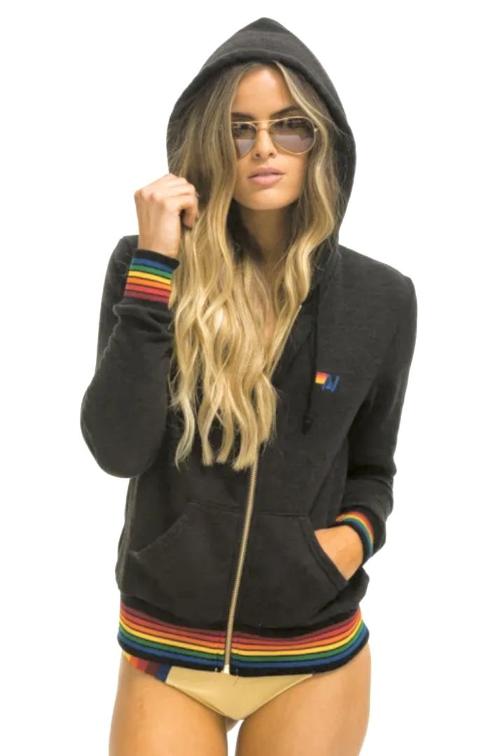 Aviator Nation Matching Set, Hoodie and Sweatpants with Rainbow Stripe