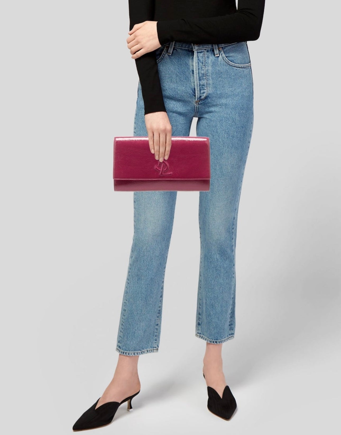 YSL - BELLE DE JOUR PINK PATENT LEATHER CLUTCH