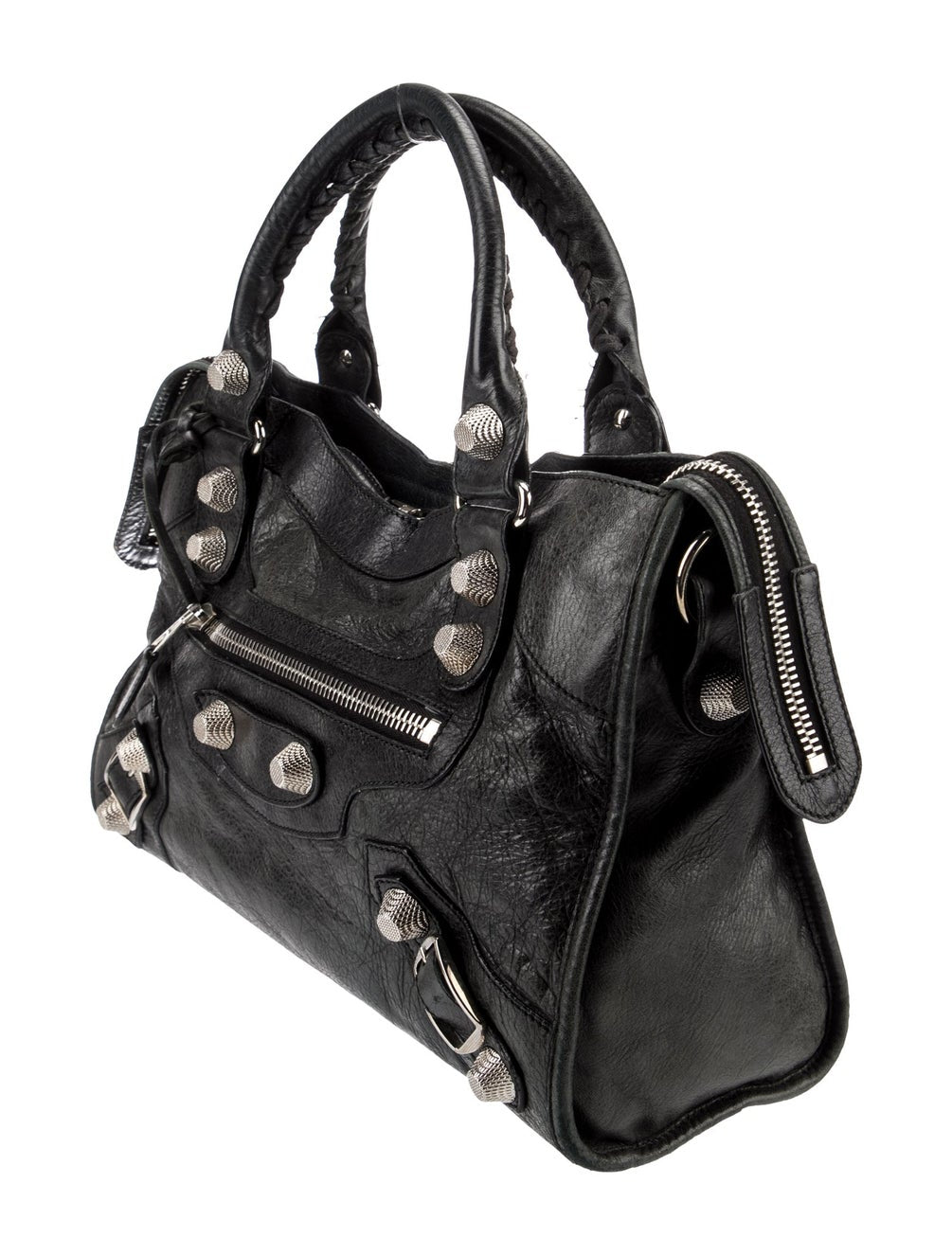 BALENCIAGA black city bag with silver hardware