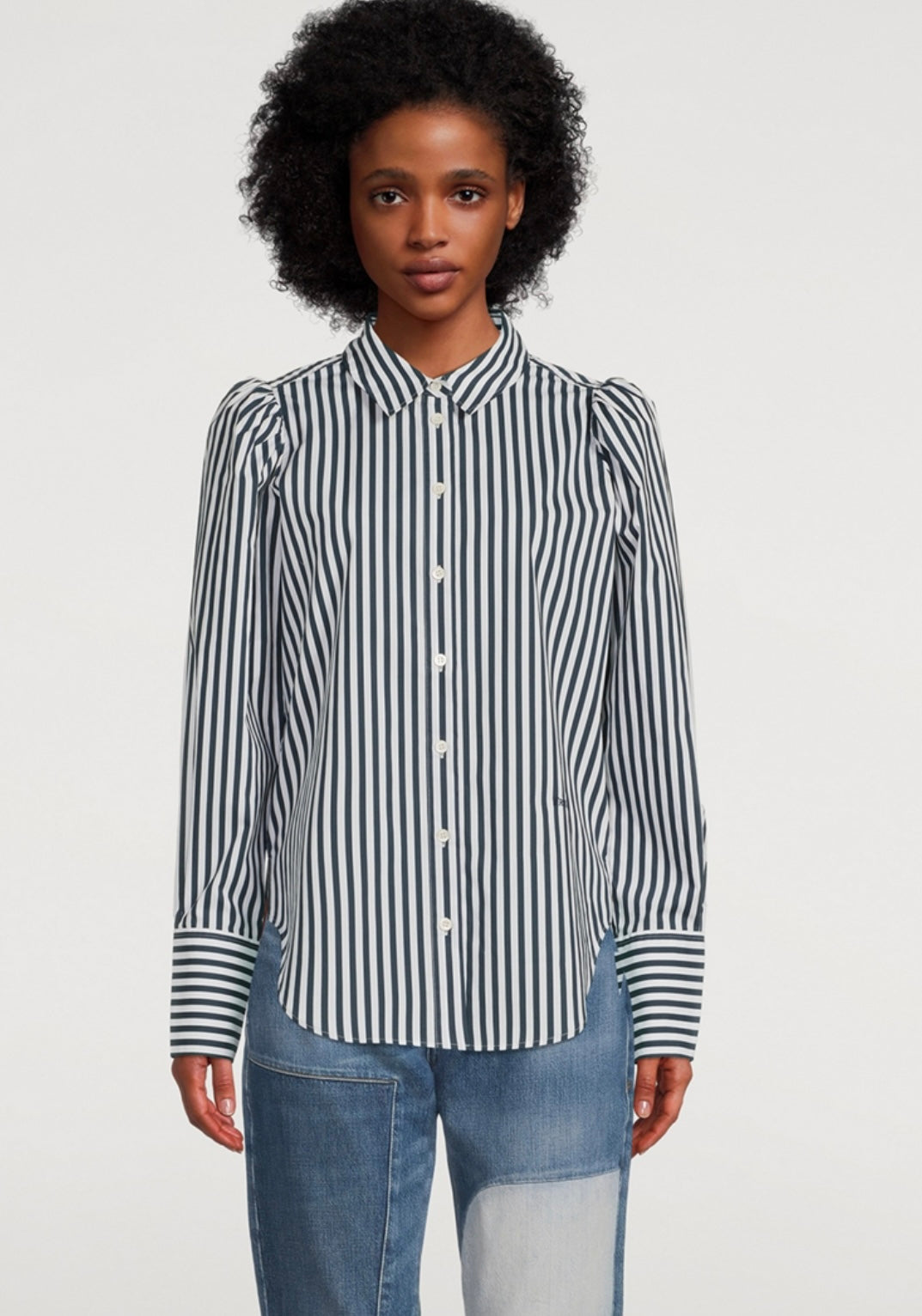 FRAME
Puff-Sleeve Organic Cotton Shirt In Stripe Print