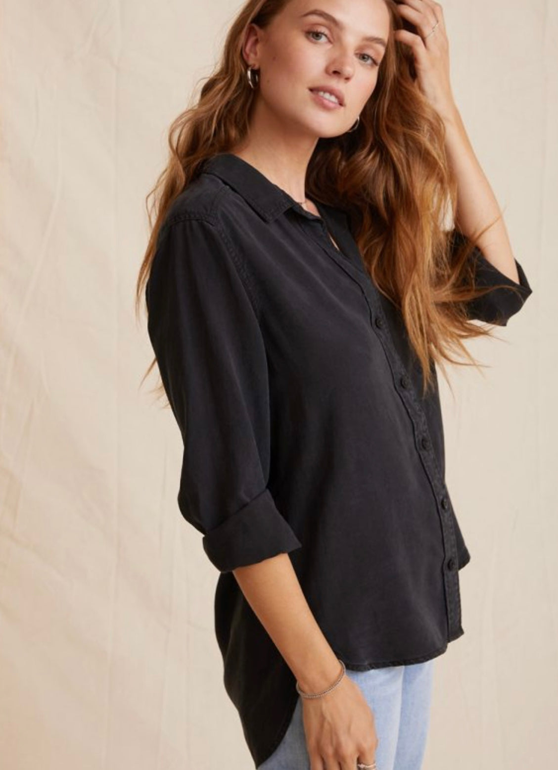 BELLA DAHL - BUTTON-UP SHIRT - BLACK