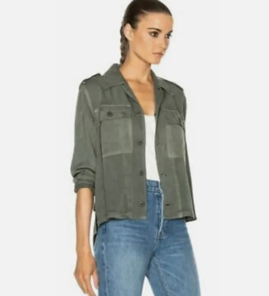 AMO Denim Ruffle Army Twist Jacket