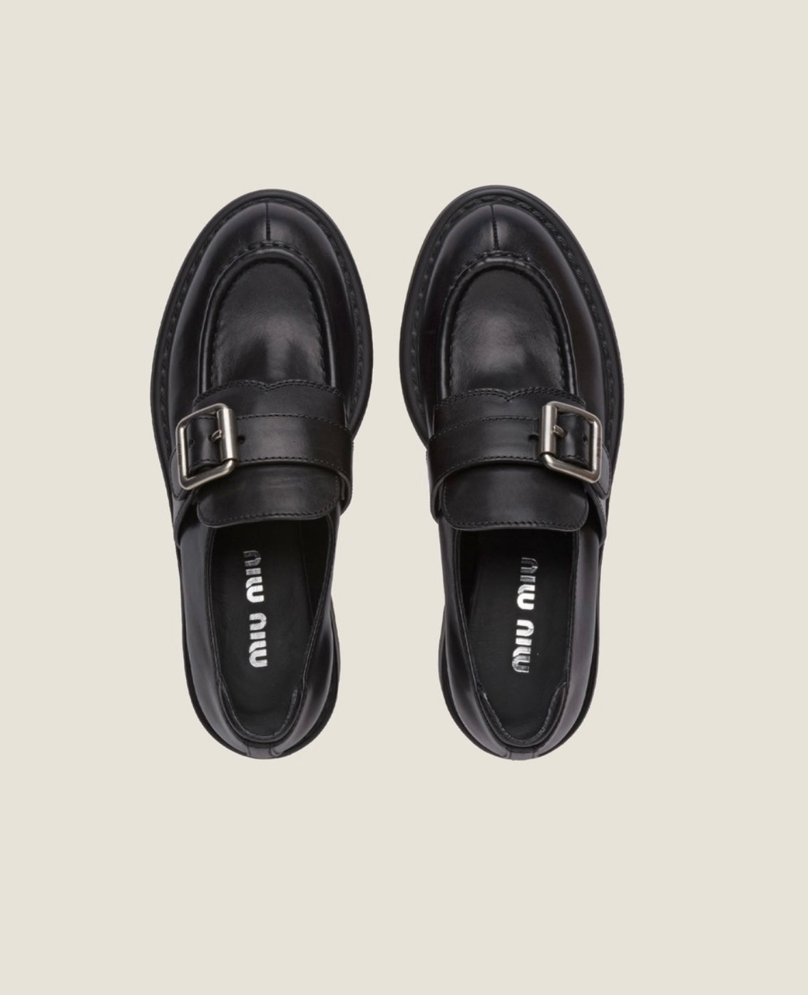 MIU MIU
Black Leather Buckle Loafers