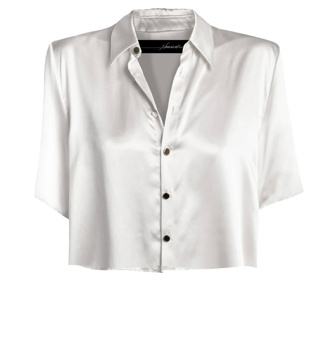 NAMESAKE - STUDIO ESSENTIAL - CROPPED SHORT SLEEVE BLOUSE & PANTS - SNOW