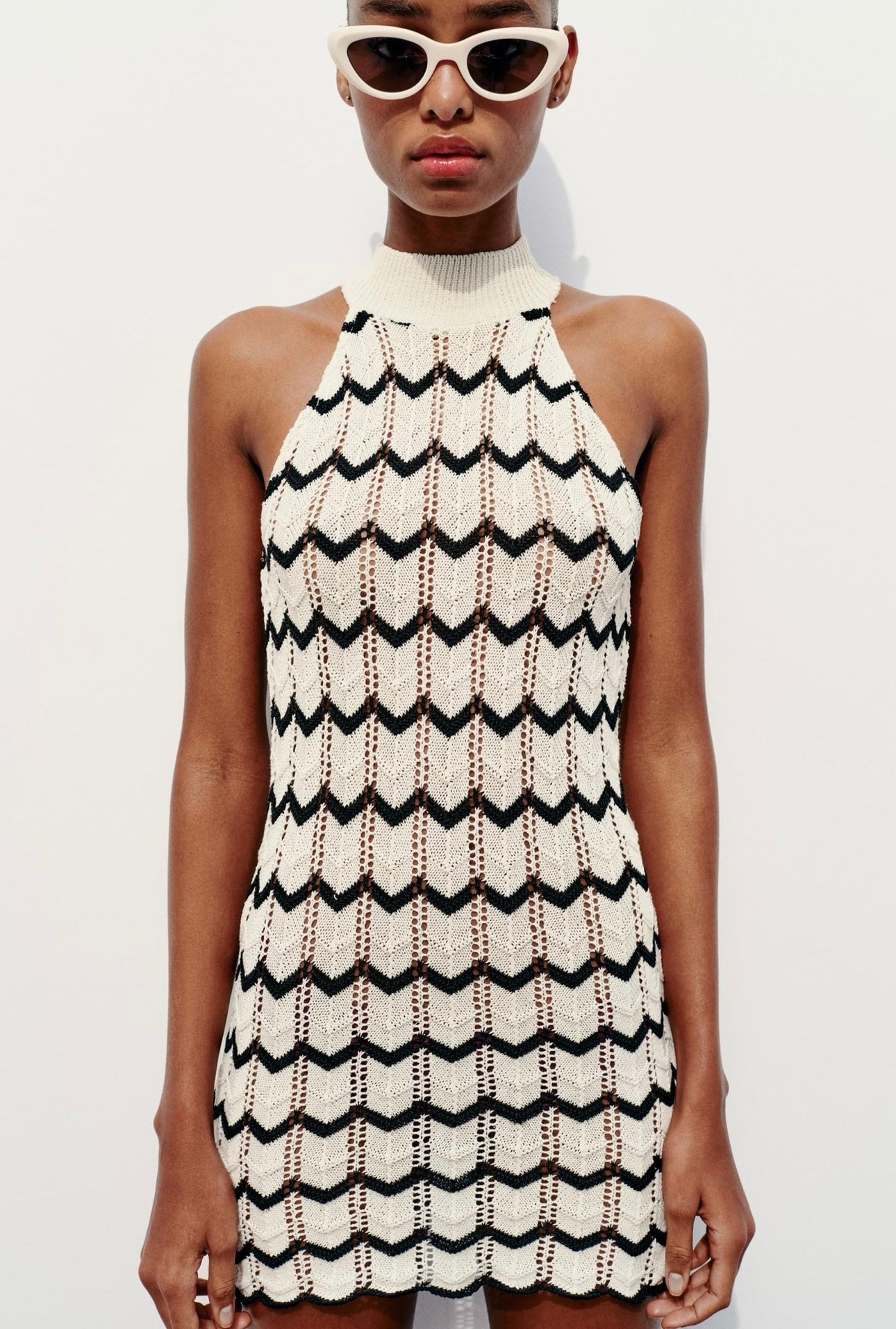 ZARA-STRIPED KNIT MINI DRESS