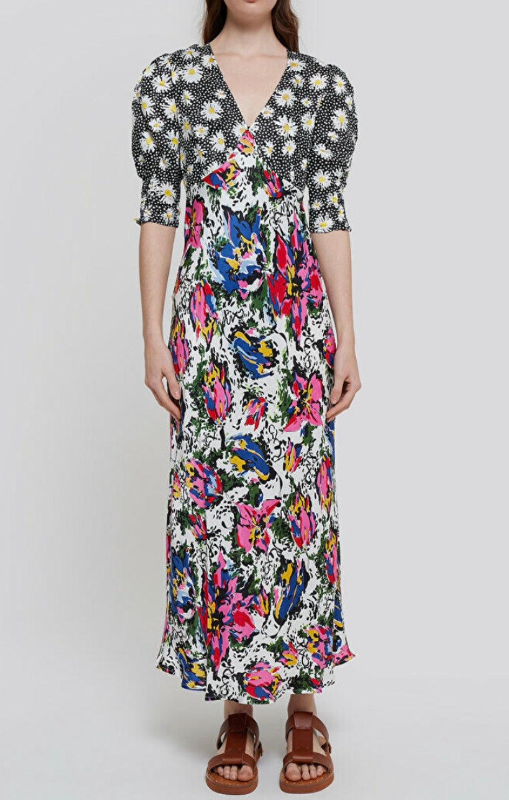 RIXO - ZAIDE MIXED PRINT DRESS