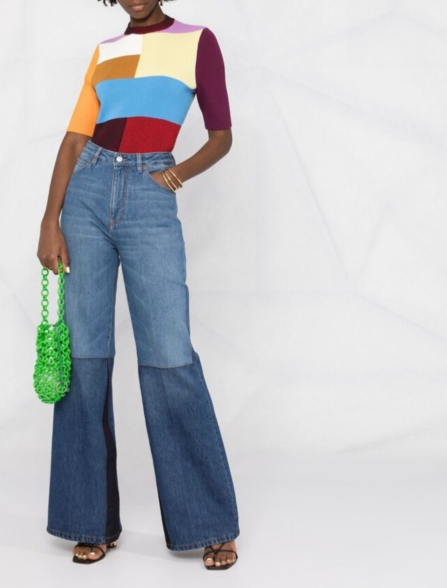 Victoria Beckham Two-Tone Flared Jeans