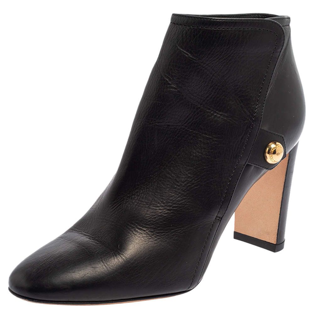 Jimmy Choo Heeled Booties with Gold Button
