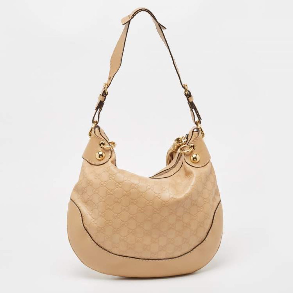 Gucci Beige Heart Cream Guccissima Leather Hobo Bag