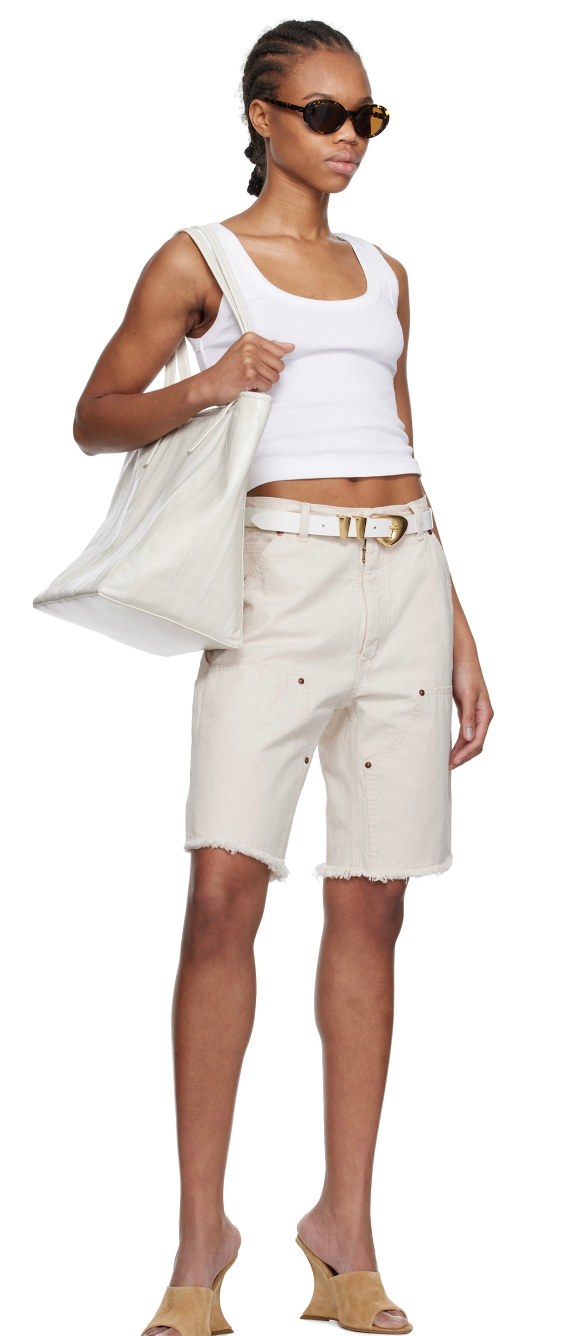 BY FAR - Moore Belt in White