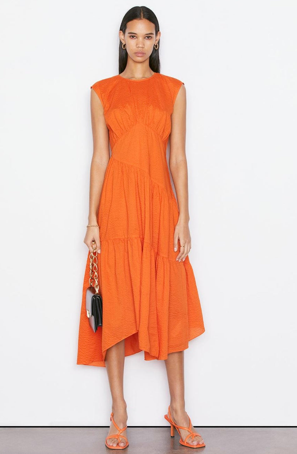 FRAME
Women's Orange Gathered Seam Dress