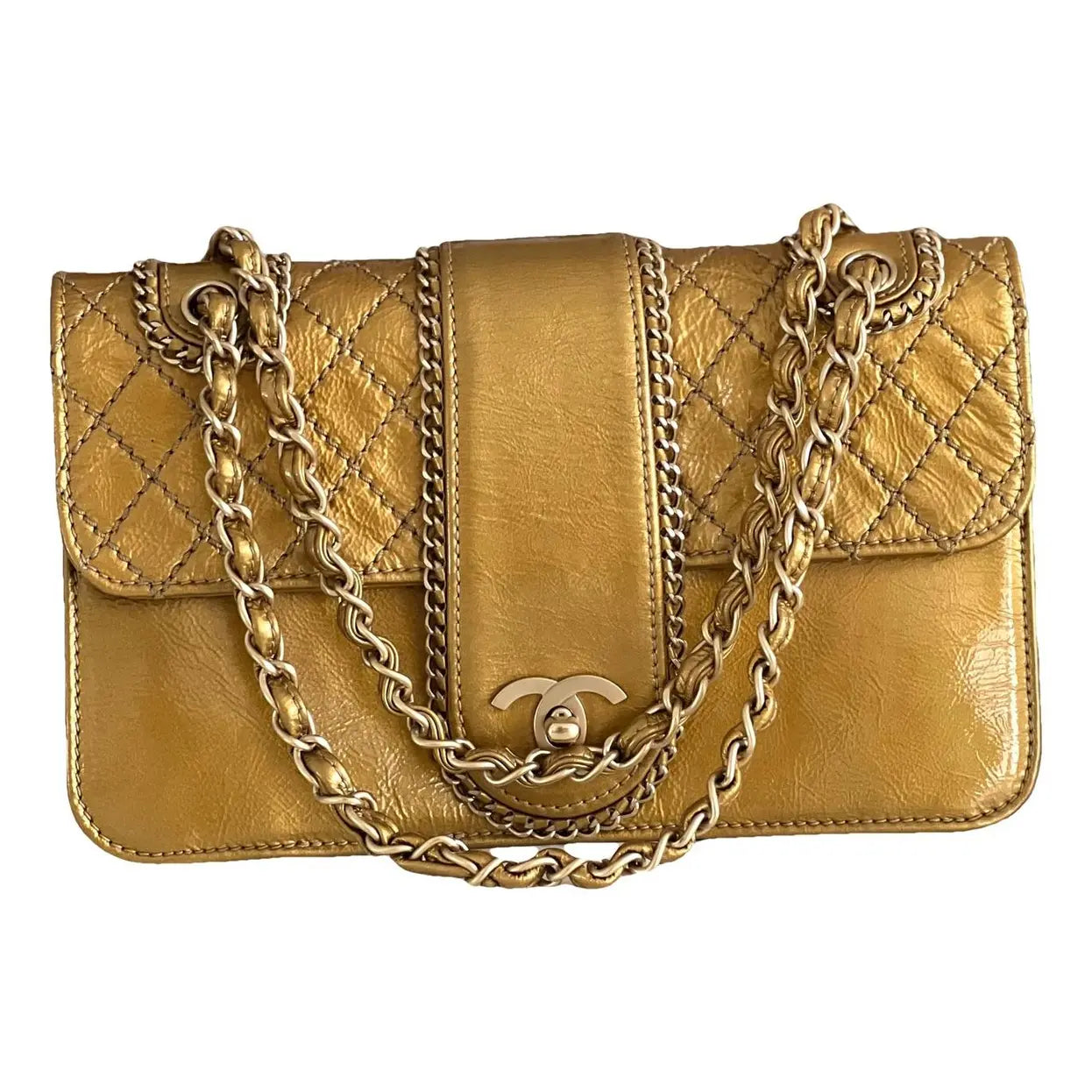 CHANEL gold shoulder bag, 06-08 madison flap bag