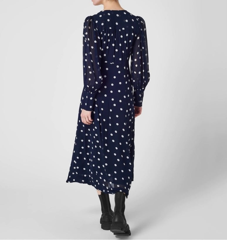Ganni Polka Dot Wrap Dress