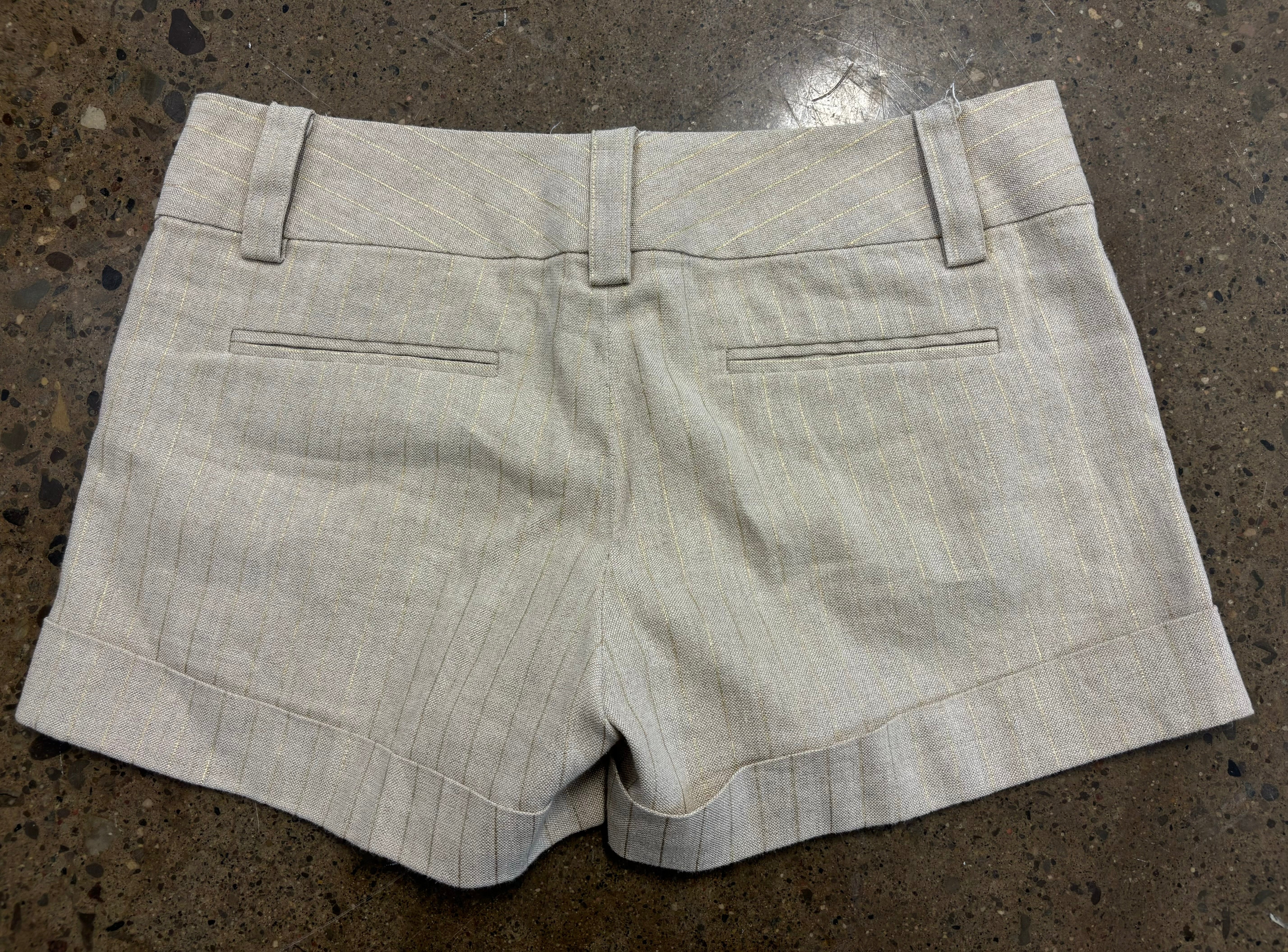 Alice + Olivia Gold Stripe Beige Linen Shorts