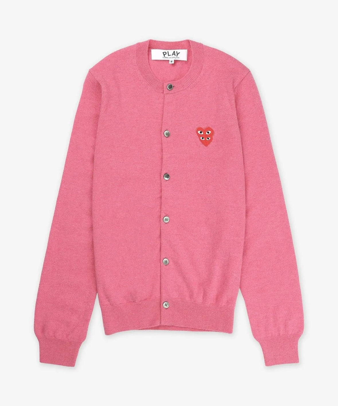 Play Comme des Garcons Pink Double Heart Wool Cardigan